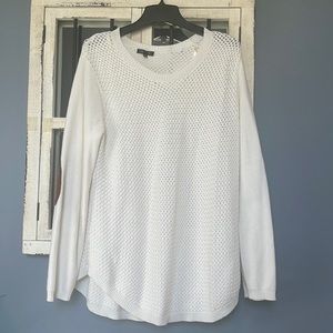 LETY & ME Josey Elbow Patch Sweater - White - XL